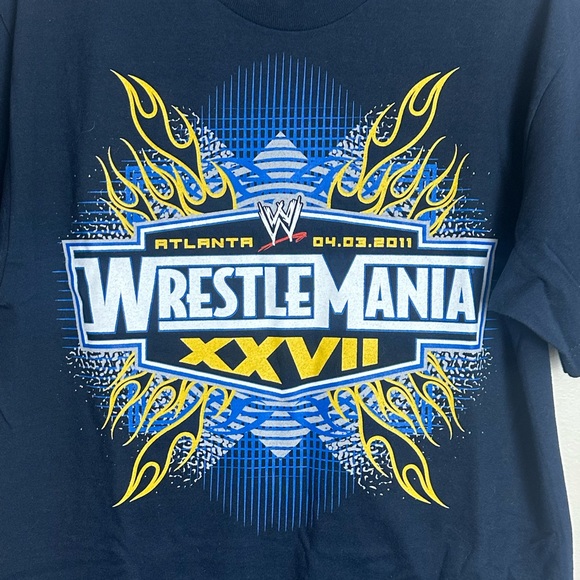 WWE WrestleMania XXVII Graphic T-Shirt Size M Navy Wrestling Fan Tee Cotton - Picture 3 of 6